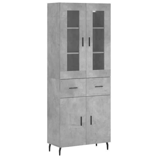 vidaXL Highboard Betongrau 69,5x34x180 cm Holzwerkstoff