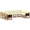 vidaXL Outdoor-Sofagarnitur 9 stk. Natur und Creme Massivholz Akazie