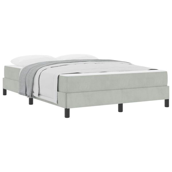 vidaXL Boxspringbett mit Matratze Hellgrau 160 x 220 cm Stoff