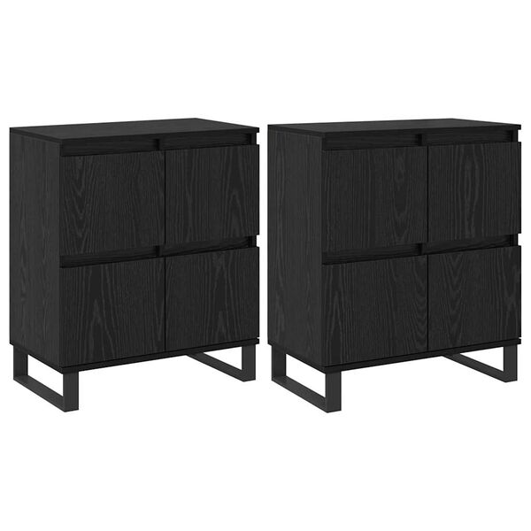 vidaXL Sideboard 2 pcs Schwarz Eichen-Optik 60 x 35 x 70 cm