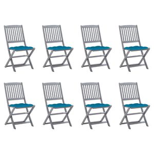 vidaXL Klappbare Gartenst&uuml;hle 8 Stk. mit Kissen Massivholz Akazie