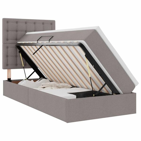 vidaXL Aufbewahrungsbett mit Matratze Taupe 100 x 200 cm Polyester