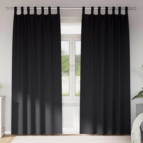 vidaXL Verdunkelungs-Vorh&auml;nge mit Ringen 2 pcs Schwarz 260 x 140 cm