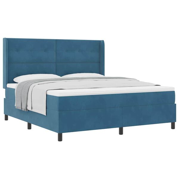 vidaXL Boxspringbett mit Kopfteil Blau 180 x 200 cm Samt