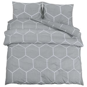 vidaXL Bettw&auml;sche-Set Grau und Wei&szlig; 225x220 cm Baumwolle