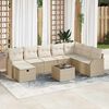 vidaXL Garten-Sofa-Set mit Kissen mit Speicher 9 pcs Beige Poly Rattan