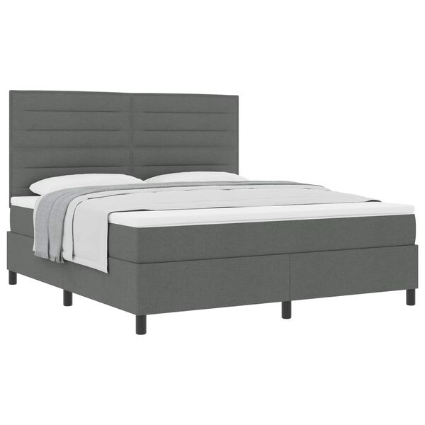 vidaXL Boxspringbett mit Matratze Dunkelgrau 180 x 200 cm Stoff