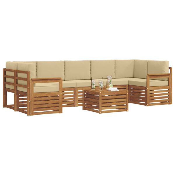 vidaXL Outdoor-Sofagarnitur 8 pcs Natur und Beige Massivholz Akazie