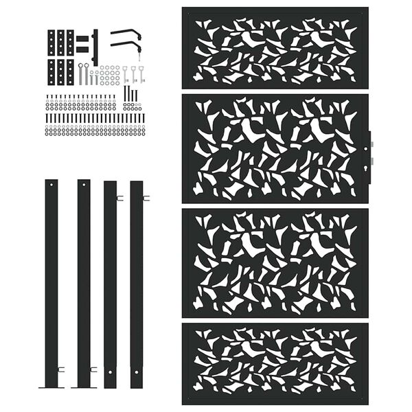 vidaXL Gartentor Schwarz 100x175 cm Stahlblatt-Design