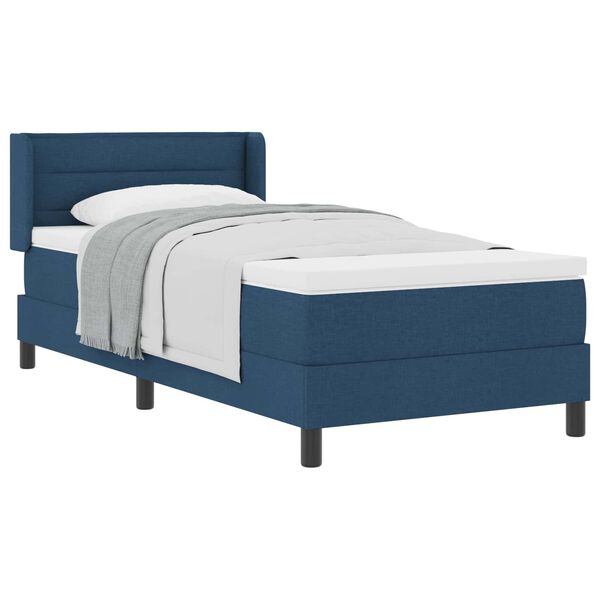 vidaXL Boxspringbett mit Matratze Blau 190 x 90 cm Polyester
