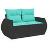 vidaXL 9-tlg. Garten-Sofagarnitur mit Kissen Schwarz Poly Rattan