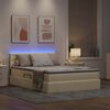 vidaXL Bett mit Stauraum und LED mit Matratze Creme 140 x 200 cm Stoff