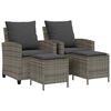 vidaXL 4-tlg. Garten-Sofagarnitur mit Kissen Grau Poly Rattan