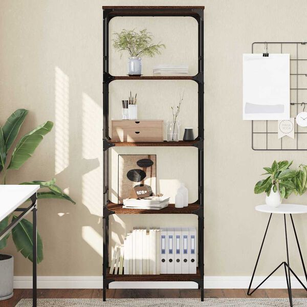 vidaXL B&uuml;cherregal 5 B&ouml;den Braun Eiche-Optik 59x35x171cm Holzwerkstoff