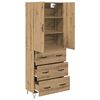 vidaXL Highboard 2 pcs Artisan-Eiche Ingenieurholz und Glas