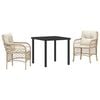 vidaXL Garten Essgruppe mit Kissen 3 pcs Beige Poly-Rattan