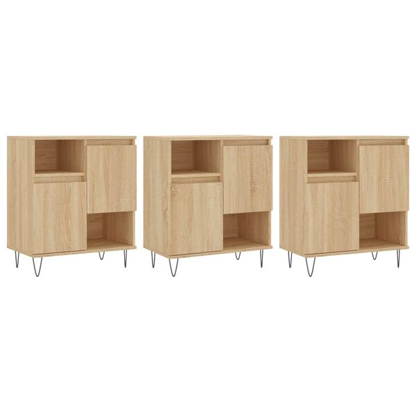 vidaXL Sideboards 3 Stk. Sonoma-Eiche Holzwerkstoff