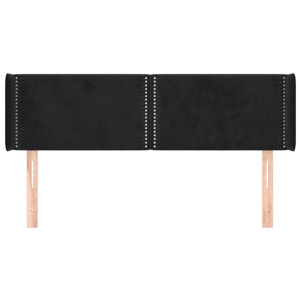 vidaXL Kopfteil mit Ohren Schwarz 147x16x78/88 cm Samt