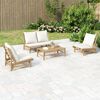 vidaXL 4-tlg. Garten-Lounge-Set mit Cremeweißen Kissen Bambus