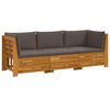 vidaXL Outdoor-Sofagarnitur mit Kissen 3 St&uuml;ck Braun Massivholz Akazie