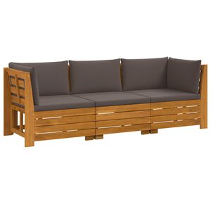 vidaXL Outdoor-Sofagarnitur mit Kissen 3 St&uuml;ck Braun Massivholz Akazie