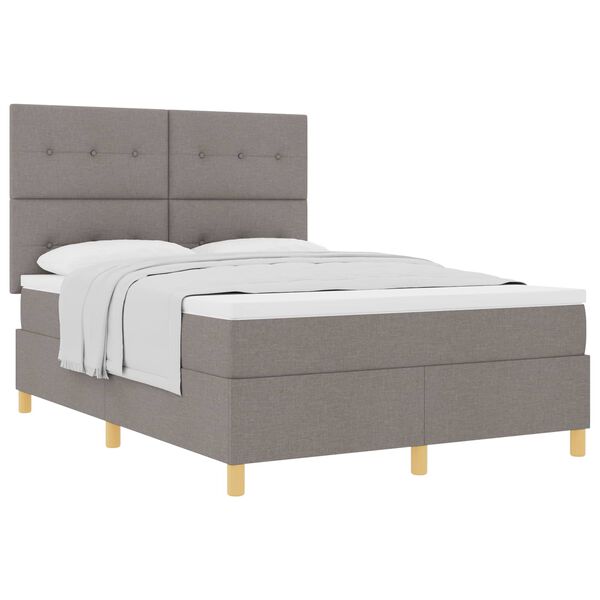 vidaXL Boxspringbett mit Matratze Taupe 140 x 200 cm Stoff