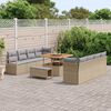vidaXL Garten-Sofa-Set mit Kissen 11 pcs Beige Poly Rattan