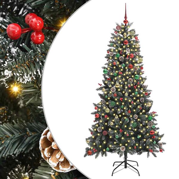 vidaXL K&uuml;nstlicher Weihnachtsbaum Gr&uuml;n 210 cm PVC, Plastik und Stahl