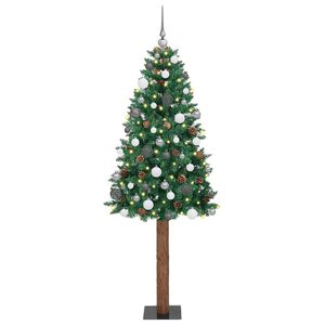 vidaXL Schlanker Weihnachtsbaum mit 300 LEDs mit St&auml;nder Gr&uuml;n 210 cm
