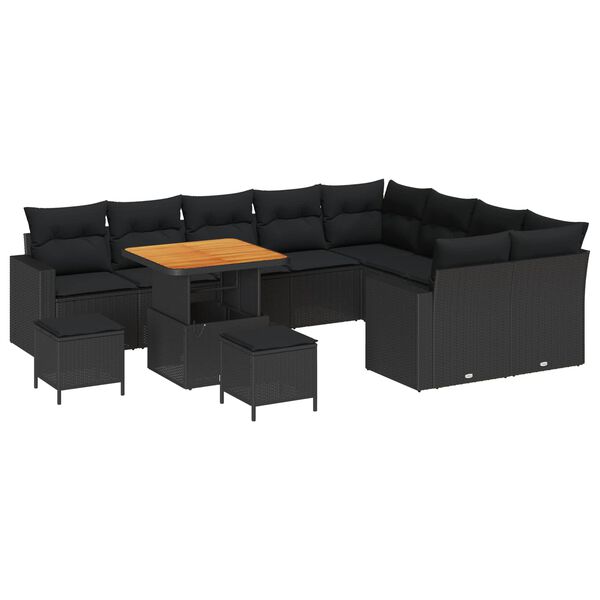 vidaXL Gartensofa-set 12 pcs Schwarz Poly-Rattan