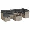vidaXL 8-tlg. Garten-Sofagarnitur mit Kissen Hellgrau Poly Rattan