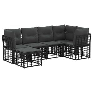vidaXL Outdoor-Sofagarnitur mit Kissen 6 pcs Schwarz Polyester