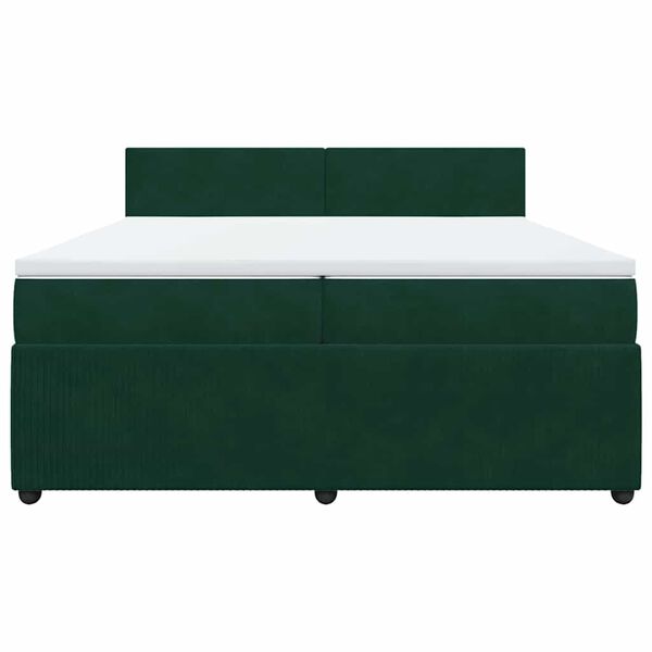 vidaXL Boxspringbett mit Matratze Dunkelgr&uuml;n 200x200 cm Samt