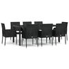 vidaXL 9-tlg. Garten-Essgruppe mit Kissen Schwarz Poly Rattan