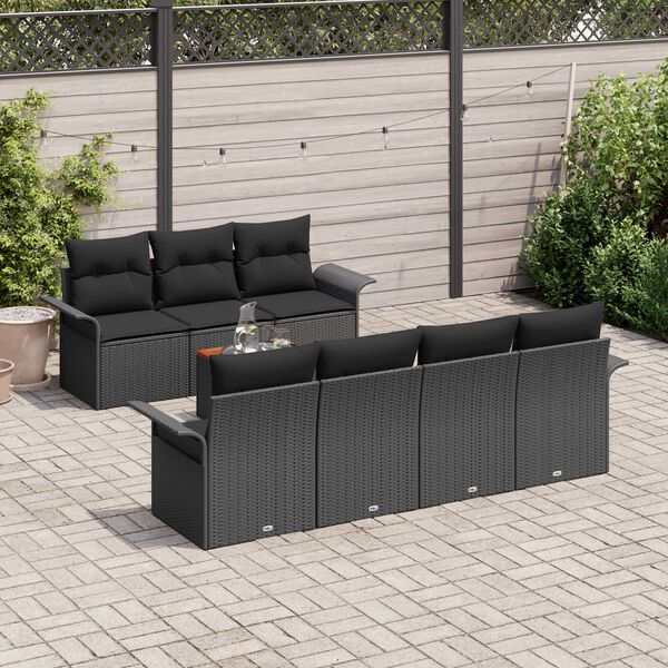 vidaXL Gartensofa-set mit Speicher 8 pcs Schwarz Poly-Rattan