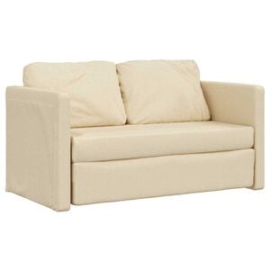 vidaXL Bodensofa mit Schlaffunktion Creme 112x174x55 cm Stoff