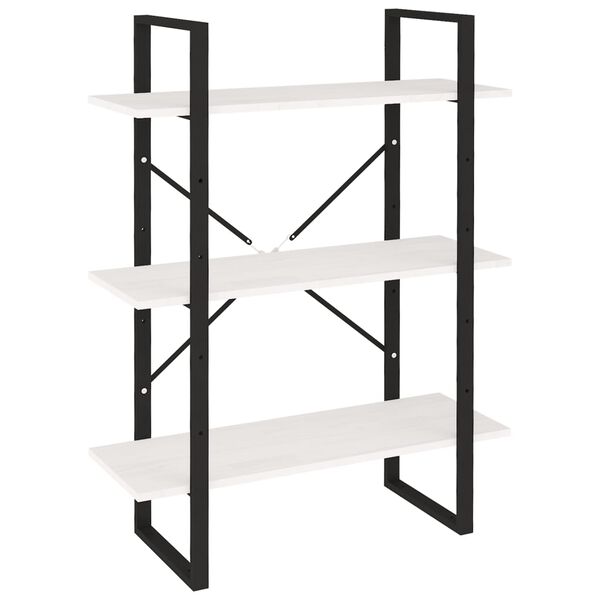 vidaXL Bücherregal 3 Böden Weiß 80x30x105 cm Massivholz Kiefer