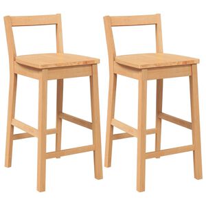 vidaXL Barhocker 2 Stk. Natur Massivholz Gummibaum