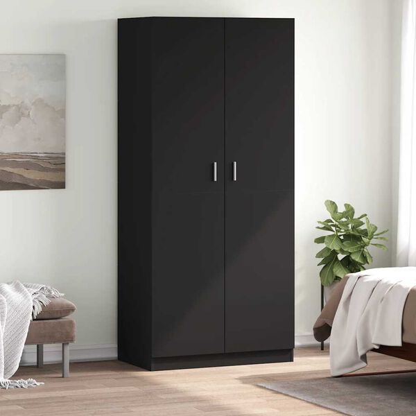 vidaXL Kleiderschrank Schwarz 90x52x200 cm Holzwerkstoff