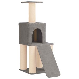 vidaXL Katzennbaum mit Sisal-Kratzs&auml;ulen Hellgrau 146 cm