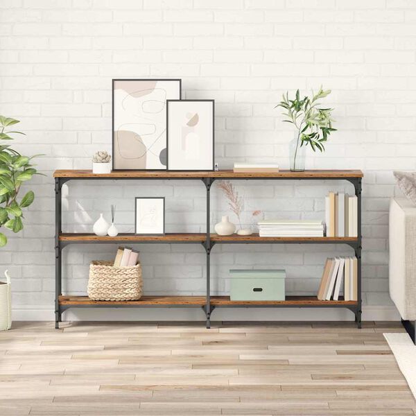 vidaXL Konsolentisch Altholz 150 x 29 x 75 cm Sperrholz und Metall