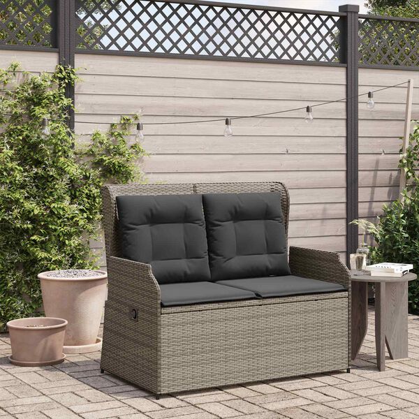 vidaXL Gartenbank Grau Poly-Rattan