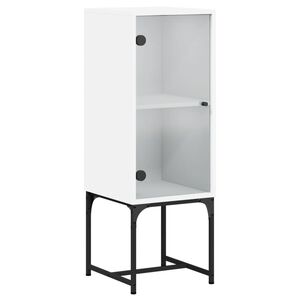vidaXL Beistellschrank mit Glast&uuml;r Wei&szlig; 35x37x100 cm