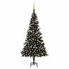 vidaXL K&uuml;nstlicher Weihnachtsbaum Beleuchtung & Kugeln Schwarz 210 cm