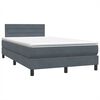 vidaXL Boxspringbett mit Matratze Dunkelgrau 120x220 cm Samt
