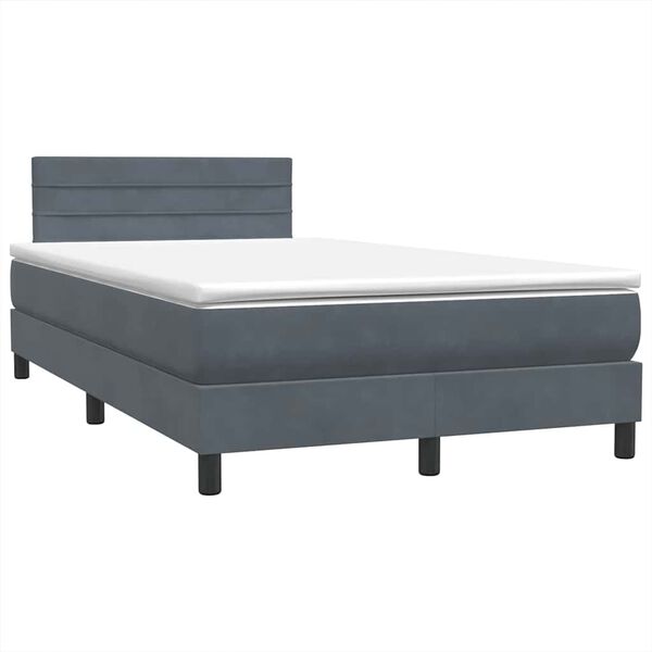 vidaXL Boxspringbett mit Matratze Dunkelgrau 120x220 cm Samt