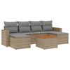 vidaXL 7-tlg. Garten-Sofagarnitur mit Kissen Beige Poly Rattan
