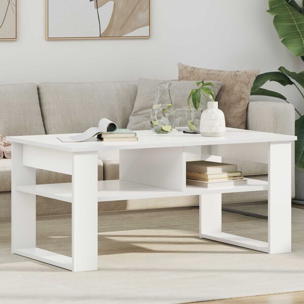 vidaXL Couchtisch mit Speicher Wei&szlig; 96 x 54 x 44 cm Holzwerkstoff