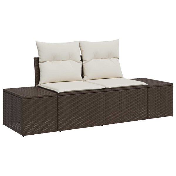 vidaXL Gartensofa-set mit Kissen 10 pcs Braun Poly-Rattan