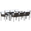 vidaXL Garten Essgruppe 9 pcs Braun und Schwarz PE-Rattan